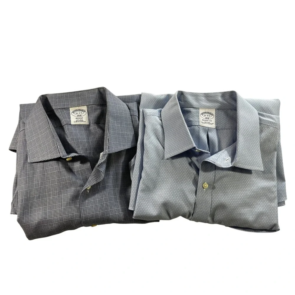 Brooks Brothers 1818 Regent Fit Non-Iron Dress Shirt 18 4/5 Supima Cotton 2 Pack